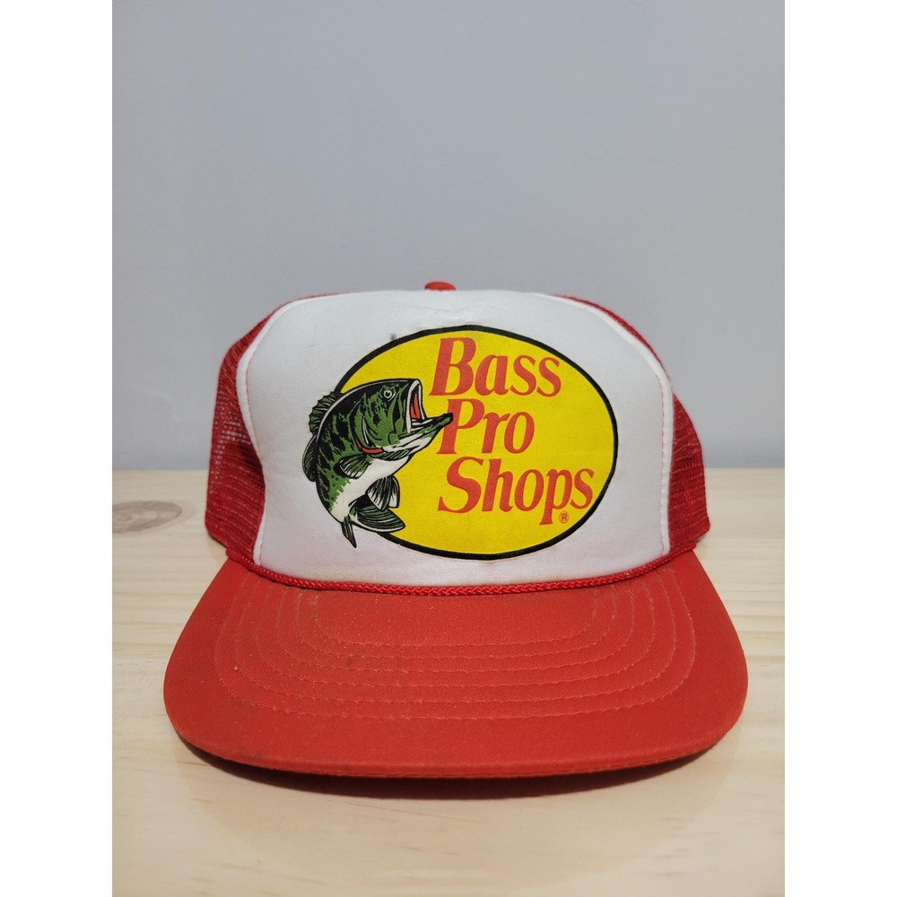 vtg 80s BASS PRO SHOPS Hat // trucker fishing fisherman k products hunting red
